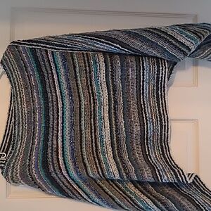 Boho striped knit poncho